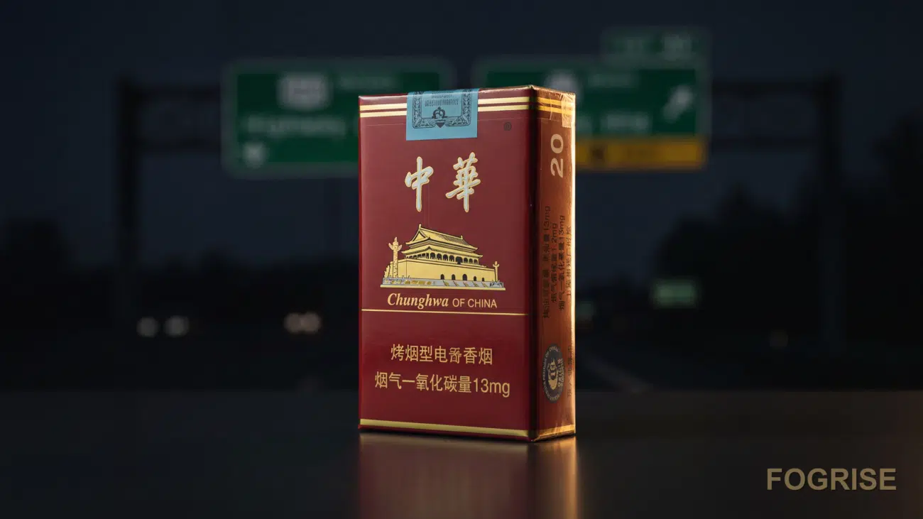 A real Chunghwa 中华 hard pack (domestic Chinese-market single 20-stick soft-edge box, NOT 10-pack carton) cigarette pack, ONE