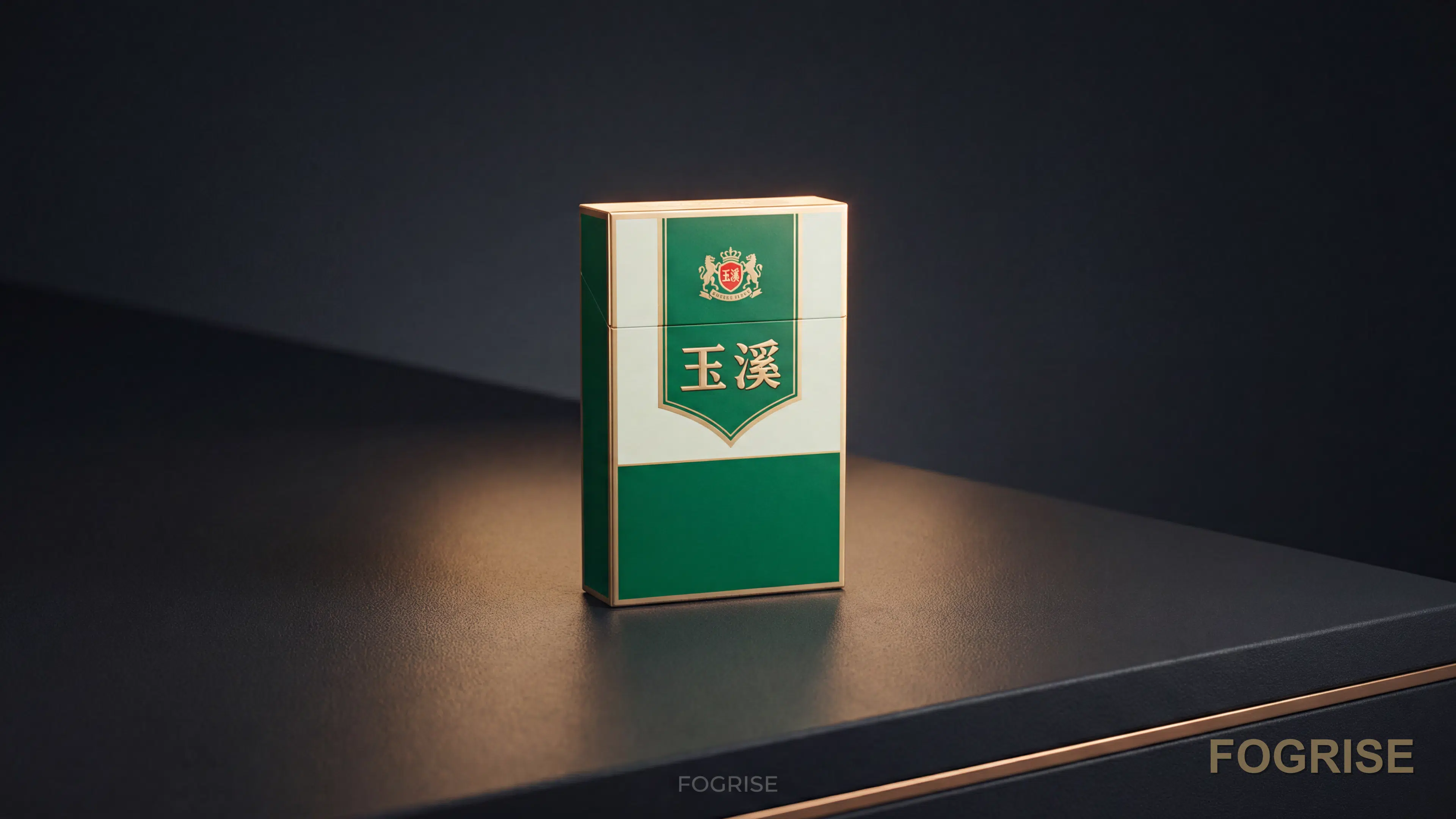 A real Yuxi 玉溪 cigarette pack, A single real Yuxi (玉溪) cigarette hard pack shown pixel-faithful as its genuine self, authen