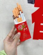 Peony Red Mid-Slim pack opened showing cigarettes